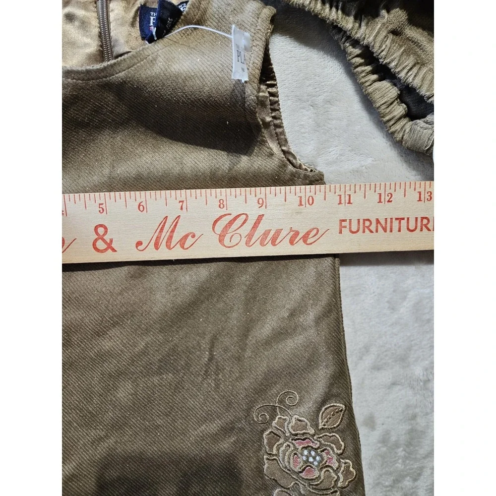 The Children's Place 24M Corduroy Dress &‎ Bloomers Set Brown Ruffle Hem Floral - Picture 12 of 12